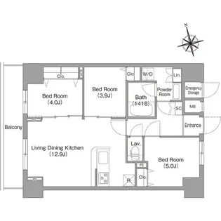 コンフォリア・リヴ南砂町EAST【5階】の間取り