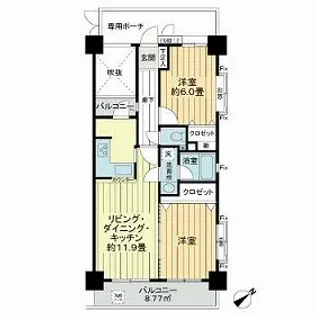 ライオンズヒルズ松戸【4階】の間取り