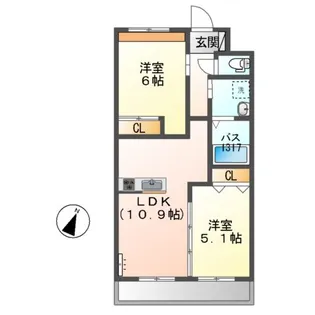 メゾンドU参番館【1階】の間取り