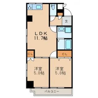 第一スカイハイツ足立【6階】の間取り