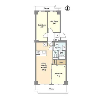 コンフォリア竹ノ塚イースト【6階】の間取り