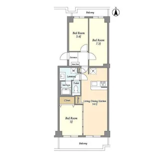 コンフォリア竹ノ塚イースト【6階】の間取り
