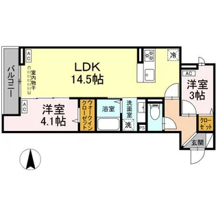 セレスティア西保木間【3階】の間取り