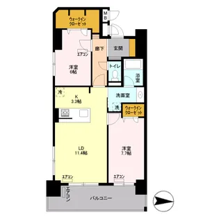 ロイヤルパークスリバーサイド【9階】の間取り