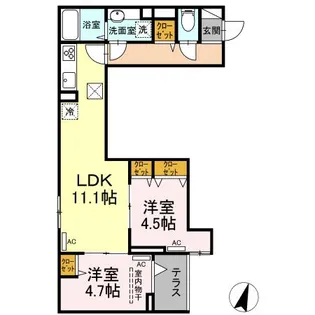 ルリアン谷中【1階】の間取り