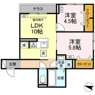 セレスティア西綾瀬【1階】の間取り