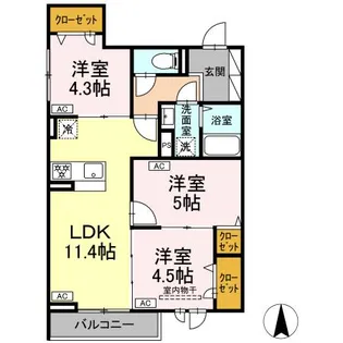セレスティア荒川II【3階】の間取り