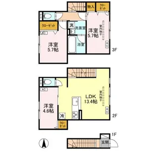 セレスティア竹ノ塚【2階】の間取り