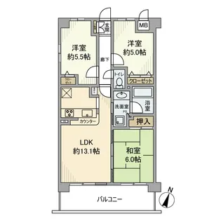 ベルドゥムール草加中央東【5階】の間取り
