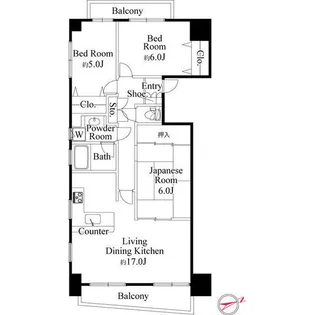 コスモ新松戸【0401号室】の間取り