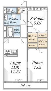 リブリ SK竹の塚【1階】の間取り