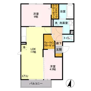 カルモヴィータ【1階】の間取り