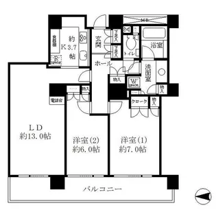 リバーポイントタワー【5階】の間取り