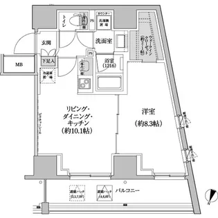パークハビオ渋谷本町レジデンス【3階】の間取り
