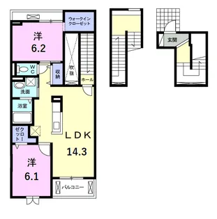 ル・ラパン・ア・ローヴ【3階】の間取り