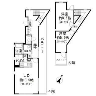 東京都目黒区碑文谷4丁目【テラスハウス】の間取り