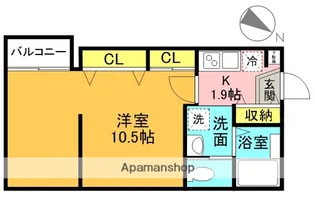 アローズ北嶺【106号室】の間取り