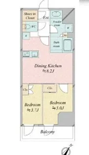 レジディア中目黒Ⅲ【4階】の間取り