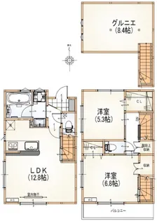 神奈川県横浜市青葉区大場町【タウンハウス】の間取り