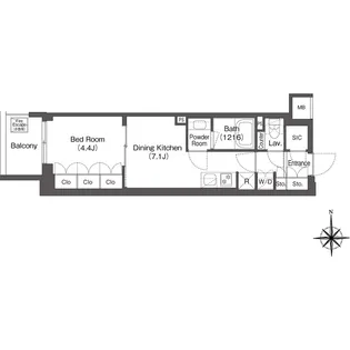 1DKの間取り画像