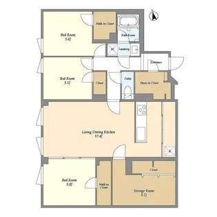 エフローレプルミエ武蔵小山【1階】の間取り