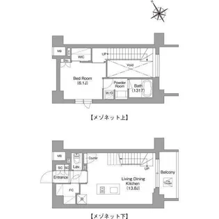 バウスフラッツ蔵前【13階】の間取り