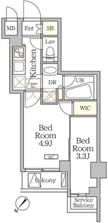 アジールコート池尻大橋【4階】の間取り