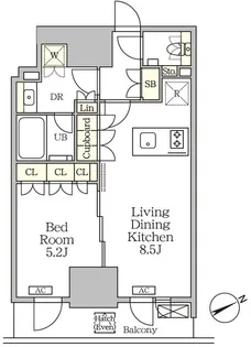 ザ・パークハビオ大森山王【14階】の間取り