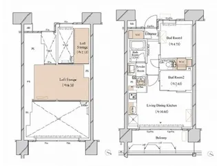 ブランシエスタ新丸子リバーフロント【13階】の間取り
