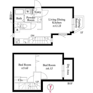 グランパセオ中目黒Ⅱ【1階】の間取り
