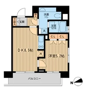 ラクラス田町【0303号室】の間取り
