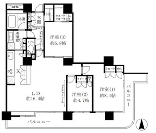 リバーポイントタワー【8階】の間取り