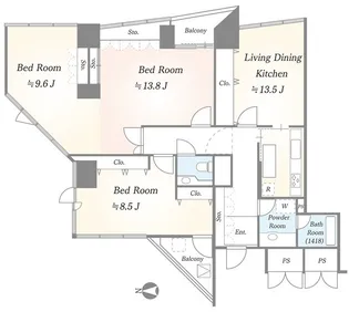 SHIBAURACRYSTAL 品川レジデンス【18階】の間取り