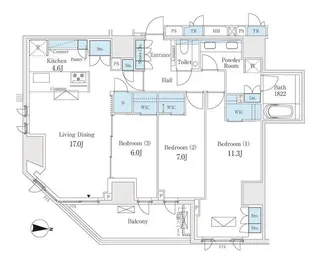 ザ・パークハウス恵比寿南【4階】の間取り