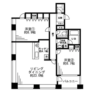 レジディアタワー麻布十番【18階】の間取り