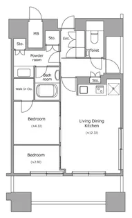 ホライズンプレイス赤坂【14階】の間取り
