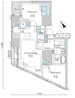 PRIME ART白金台【11階】の間取り