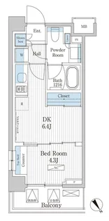 パークアクシス門前仲町テラス【2階】の間取り