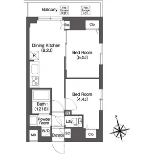コンフォリア・リヴ品川南大井【8階】の間取り