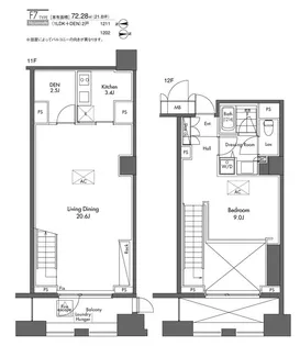 グラディート汐留ロッソ【12階】の間取り