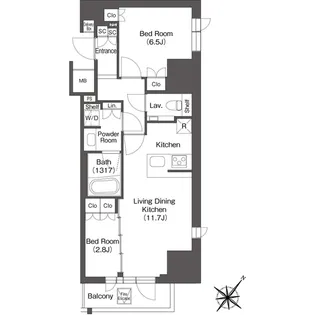 レフィールオーブ代々木【6階】の間取り