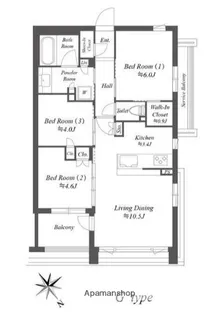 ザ・ケンジントン・レジデンス上池台【212号室】の間取り