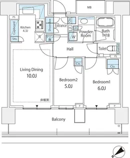 HARUMI FLAG SUN VILLAGE D棟【9階】の間取り