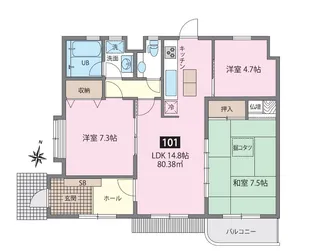 リヴェール石川台【1階】の間取り