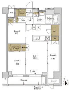 RJRプレシア大森北【3階】の間取り