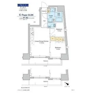 プラウドフラット日本橋大伝馬町【10階】の間取り