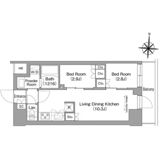 コンフォリア・リヴ南品川【1階】の間取り