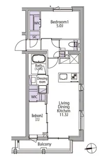東京都港区白金台2丁目【マンション】の間取り