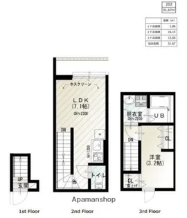 ソルナクレイシア荏原町【2階】の間取り