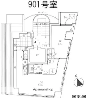 クーカイ・テラス白金高輪【9階】の間取り